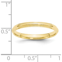 10K Yellow Gold 2.5mm Half Round Wedding Band with Ridged Edges - Size 8
