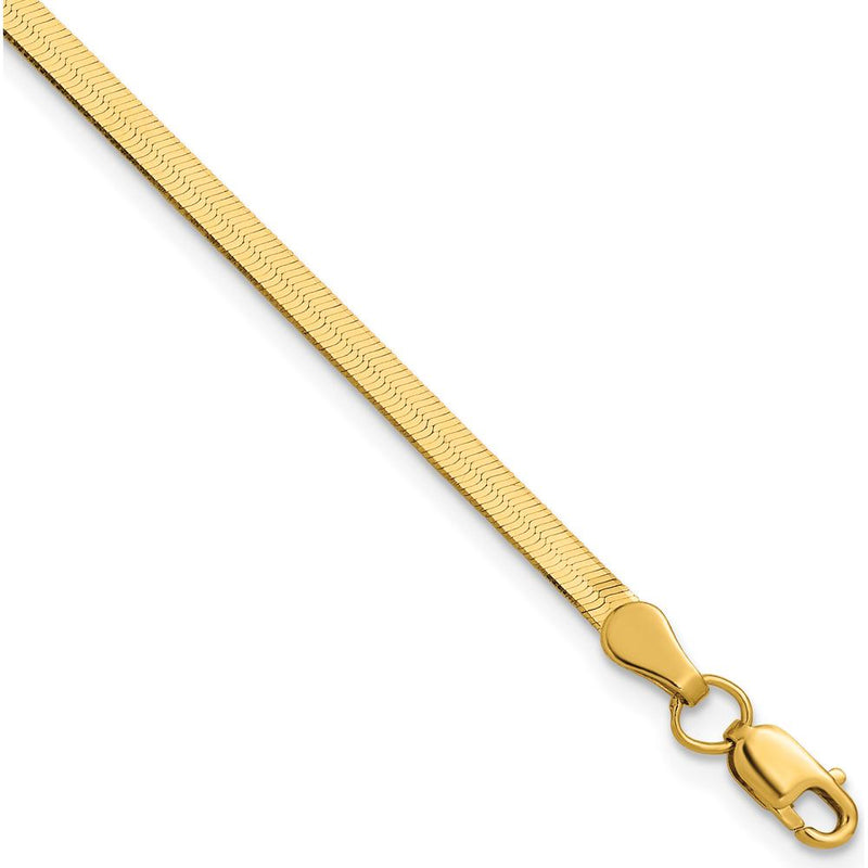 10K Yellow Gold 2.5mm Herringbone Chain Bracelet - 9"