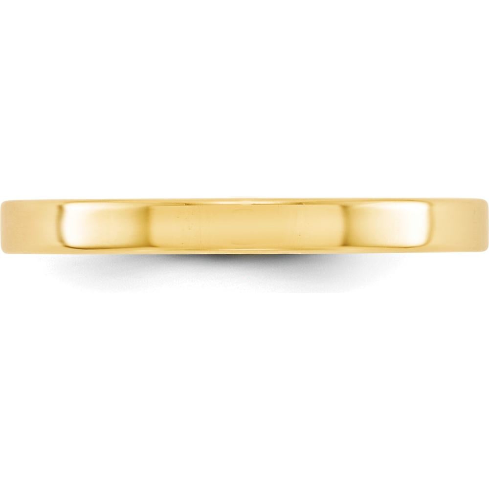 10K Yellow Gold 2.5mm Lightweight Flat Wedding Band - Polished Finish, Size 7.5