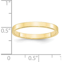 10K Yellow Gold 2.5mm Lightweight Flat Wedding Band - Polished Finish, Size 7.5