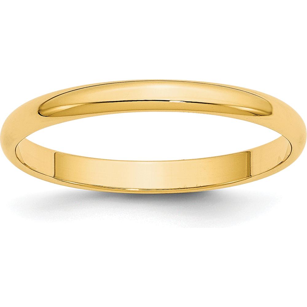 10K Yellow Gold 2.5mm Polished Half Round Lightweight Wedding Band - Size 10.5