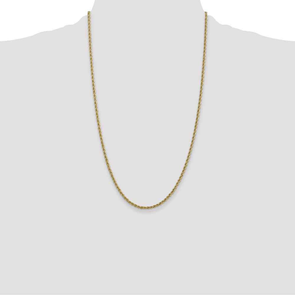 10K Yellow Gold 2.5mm Regular Rope Chain Necklace - 26" Length