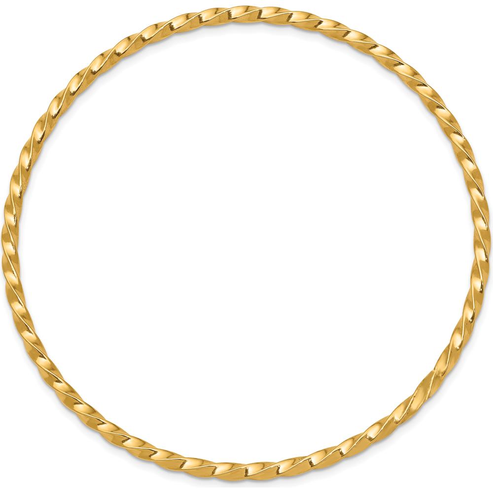 10K Yellow Gold 2.5mm Twisted Slip-On Bangle - Elegant Textured Bracelet for Women