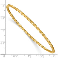 10K Yellow Gold 2.5mm Twisted Slip-On Bangle - Elegant Textured Bracelet for Women