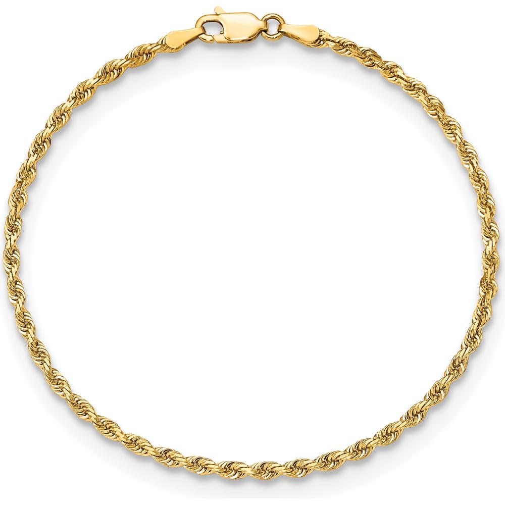 10K Yellow Gold 2.75mm Diamond-Cut Quadruple Rope Chain Bracelet - 8"
