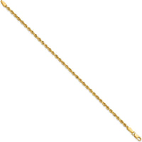 10K Yellow Gold 2.75mm Diamond-Cut Rope Chain Bracelet - 7 Inch