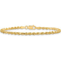 10K Yellow Gold 2.75mm Diamond-Cut Rope Chain Bracelet - 7 Inch