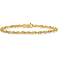 10K Yellow Gold 2.75mm Extra-Light Diamond-Cut Rope Chain Bracelet - Lightweight and Polished Finish