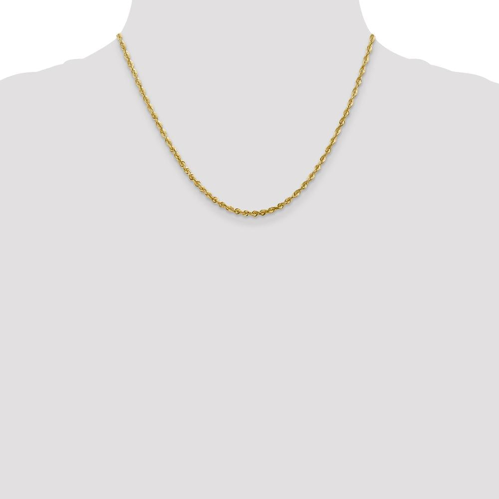 10K Yellow Gold 2.75mm Extra-Light Diamond-Cut Rope Chain Necklace - 18 Inch