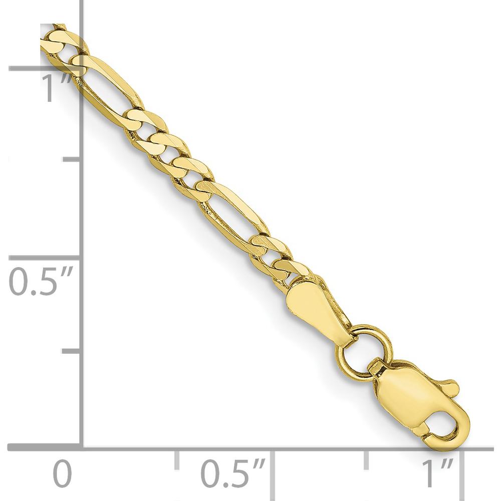 10K Yellow Gold 2.75mm Flat Figaro Chain Bracelet with Lobster Clasp - 8"