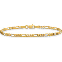 10K Yellow Gold 2.75mm Flat Figaro Chain Bracelet with Lobster Clasp - 8"