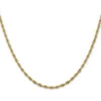 10K Yellow Gold 2.8mm Semi-Solid Rope Chain Necklace - 24"