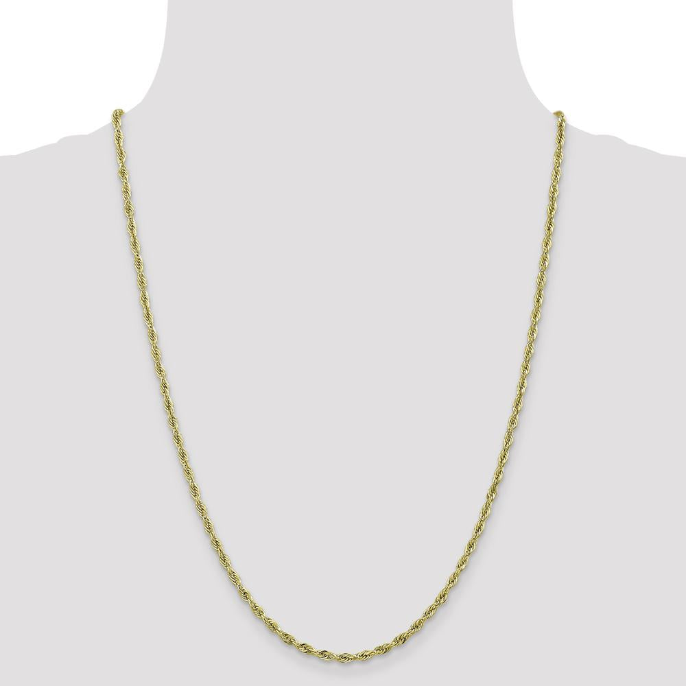 10K Yellow Gold 2.8mm Semi-Solid Rope Chain Necklace - 24"