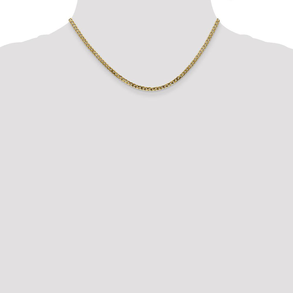 10K Yellow Gold 2.9mm Flat Beveled Curb Chain Necklace - 16"