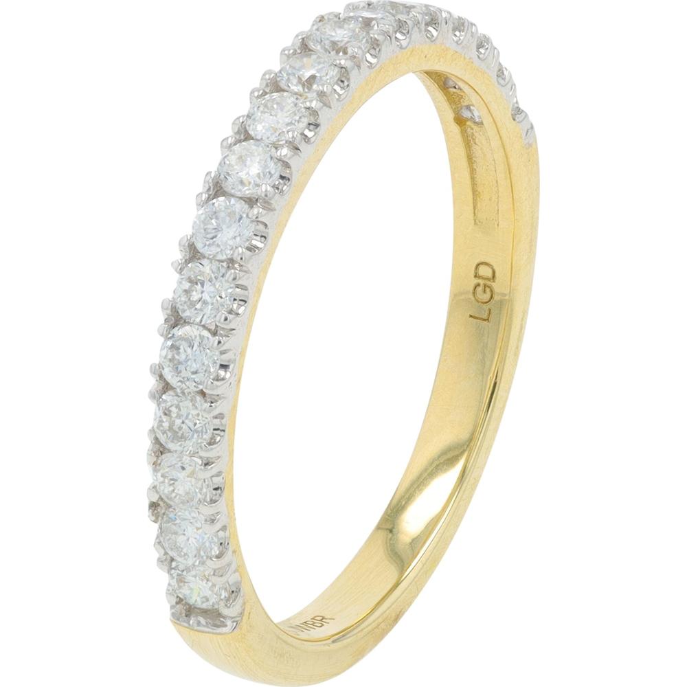 10K Yellow Gold 2 Carat Center Lab Grown Diamond Bridal Set with Halo and Pavé Diamond Band