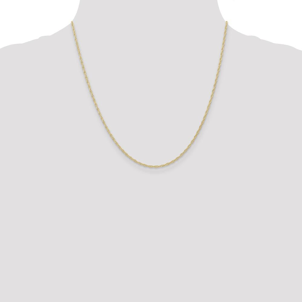 10K Yellow Gold 20" 1.35mm Carded Cable Rope Chain with Polished Finish