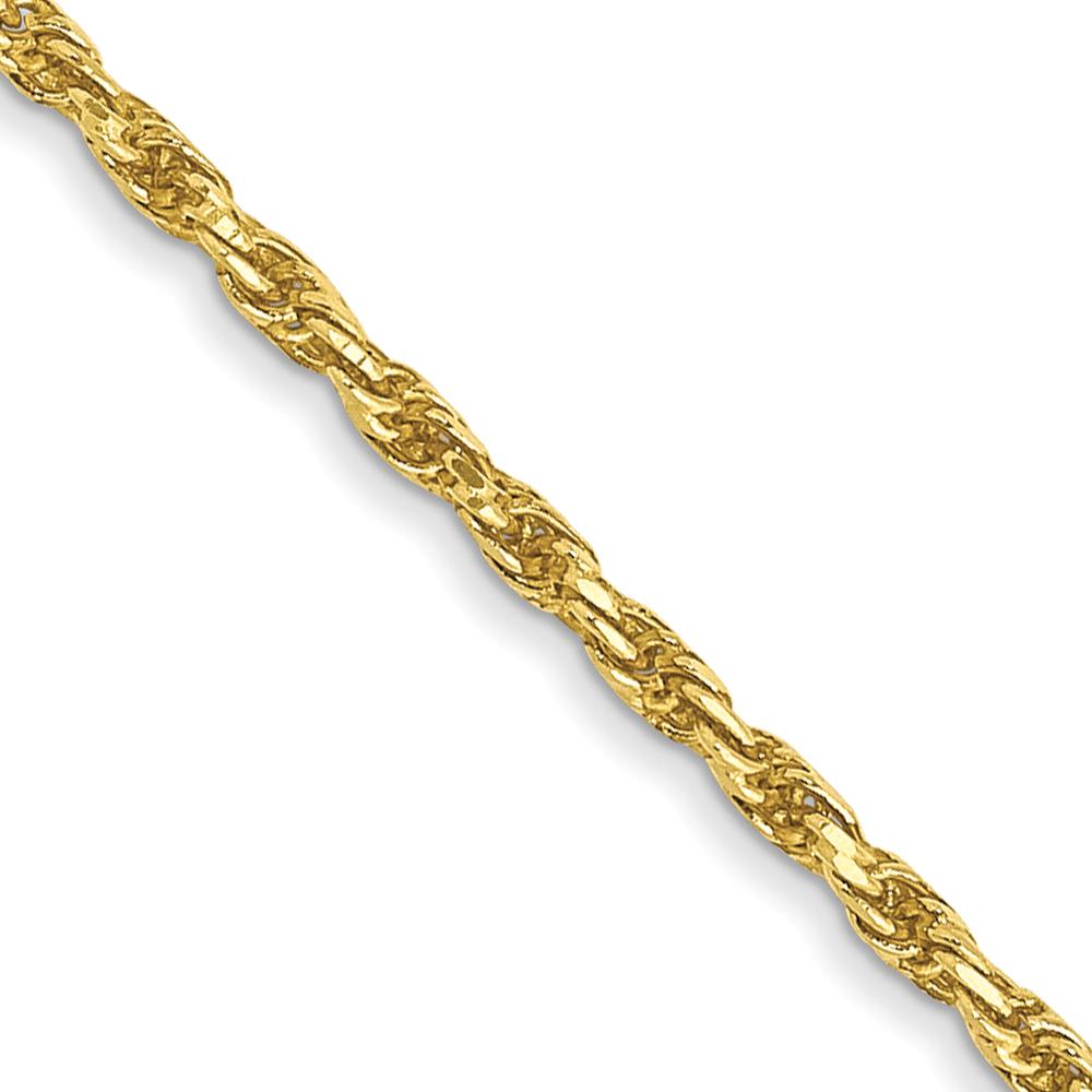 10K Yellow Gold 20" 1.3mm Diamond-Cut Rope Chain with Lobster Clasp