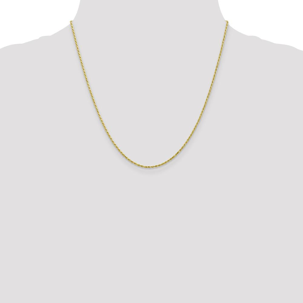 10K Yellow Gold 20" 1.3mm Diamond-Cut Rope Chain with Lobster Clasp