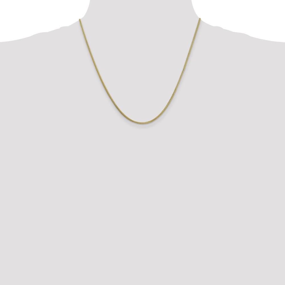 10K Yellow Gold 20" 1.3mm Franco Chain Necklace - Polished Finish with Lobster Clasp