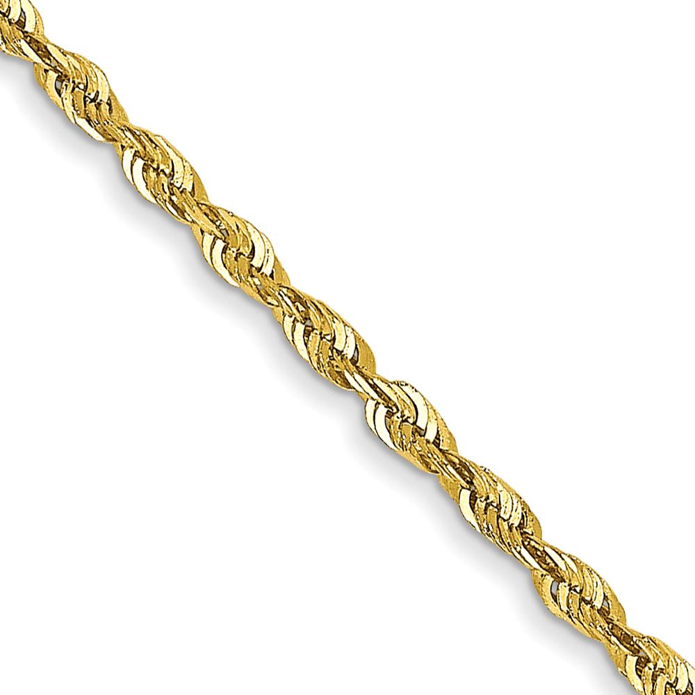 10K Yellow Gold 20" 1.5mm Diamond-Cut Rope Chain Necklace - Lightweight and Polished Finish