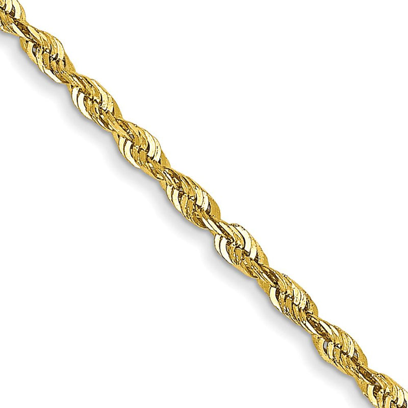 10K Yellow Gold 20" 1.5mm Diamond-Cut Rope Chain Necklace - Lightweight and Polished Finish