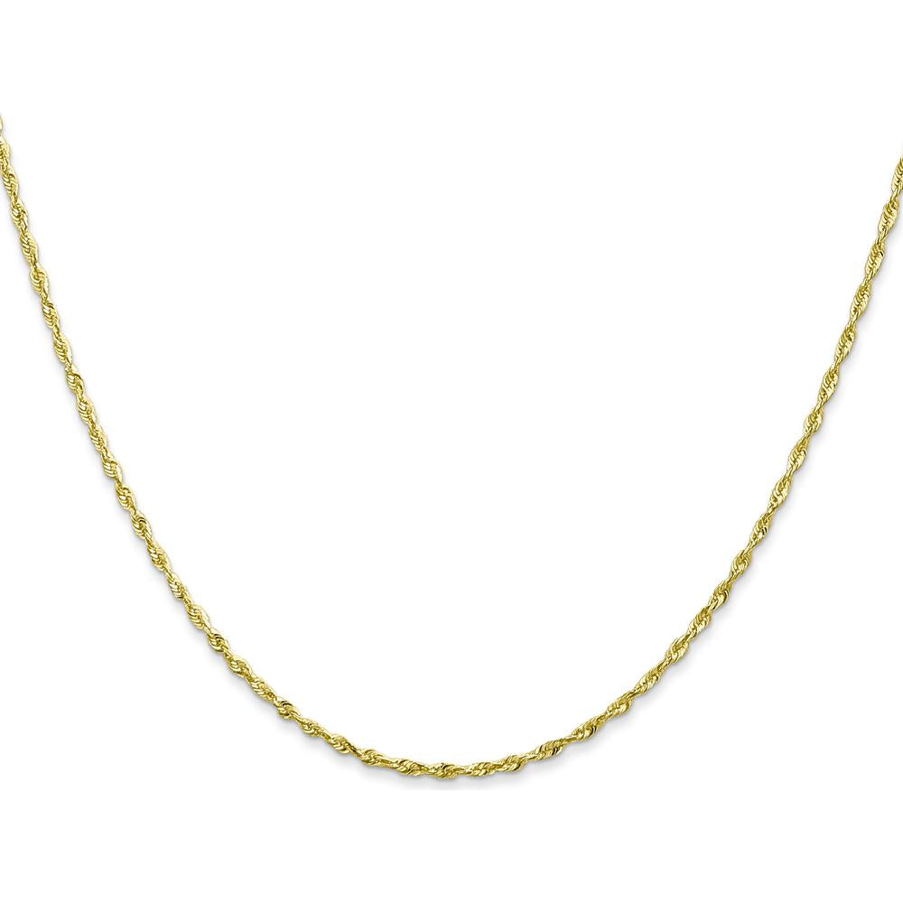 10K Yellow Gold 20" 1.5mm Diamond-Cut Rope Chain Necklace - Lightweight and Polished Finish