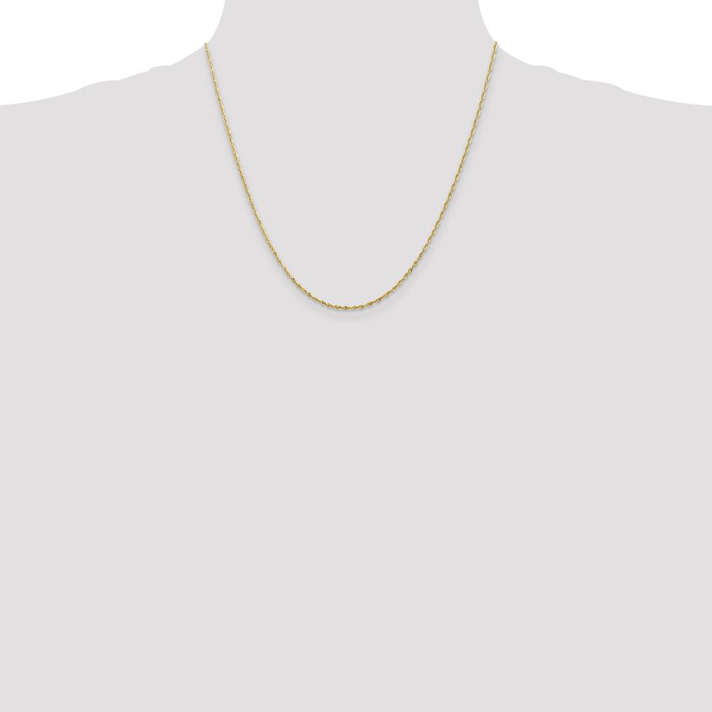 10K Yellow Gold 20" 1.5mm Diamond-Cut Rope Chain Necklace - Lightweight and Polished Finish