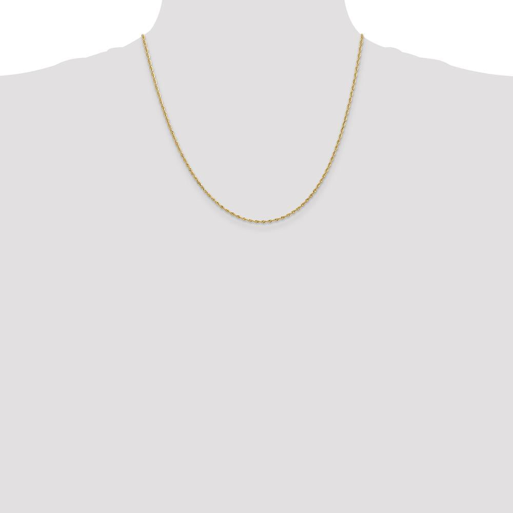 10K Yellow Gold 20" 1.85mm Diamond-Cut Rope Chain with Lobster Clasp