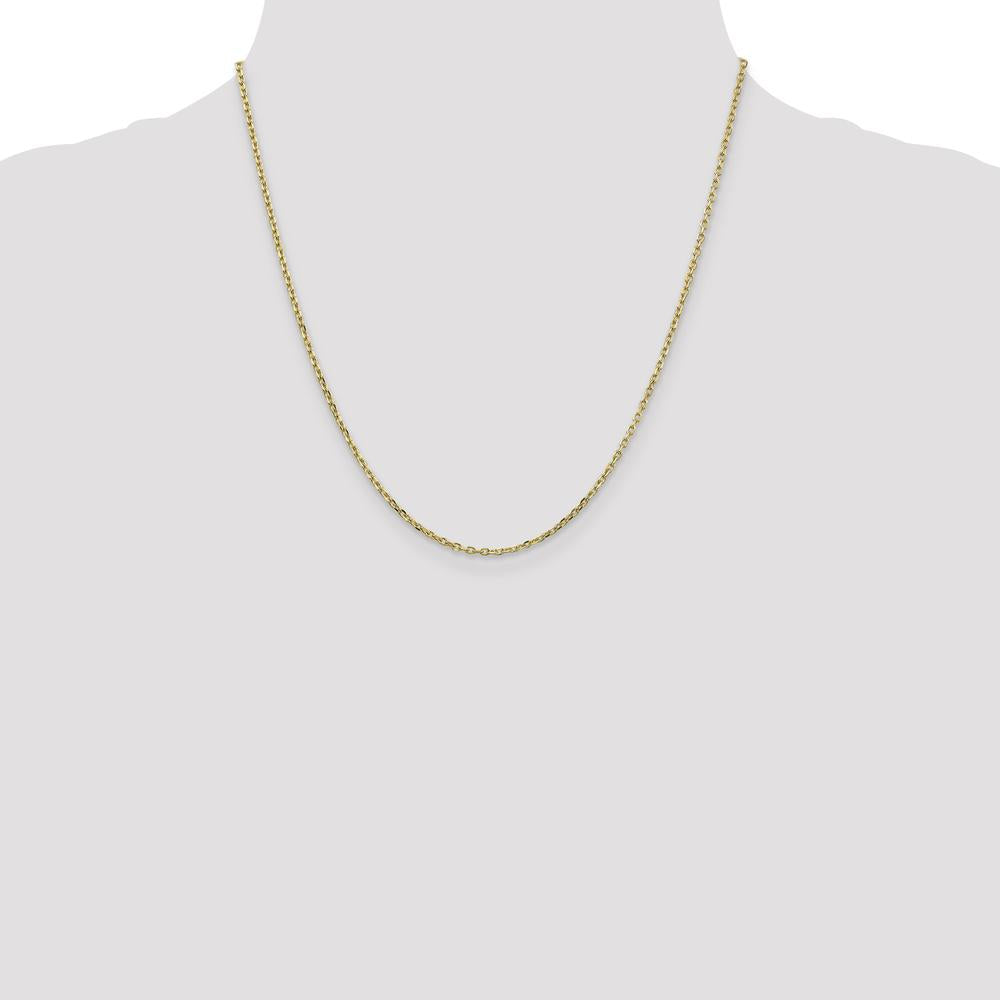 10K Yellow Gold 20" 1.8mm Diamond-Cut Round Open Link Cable Chain Necklace