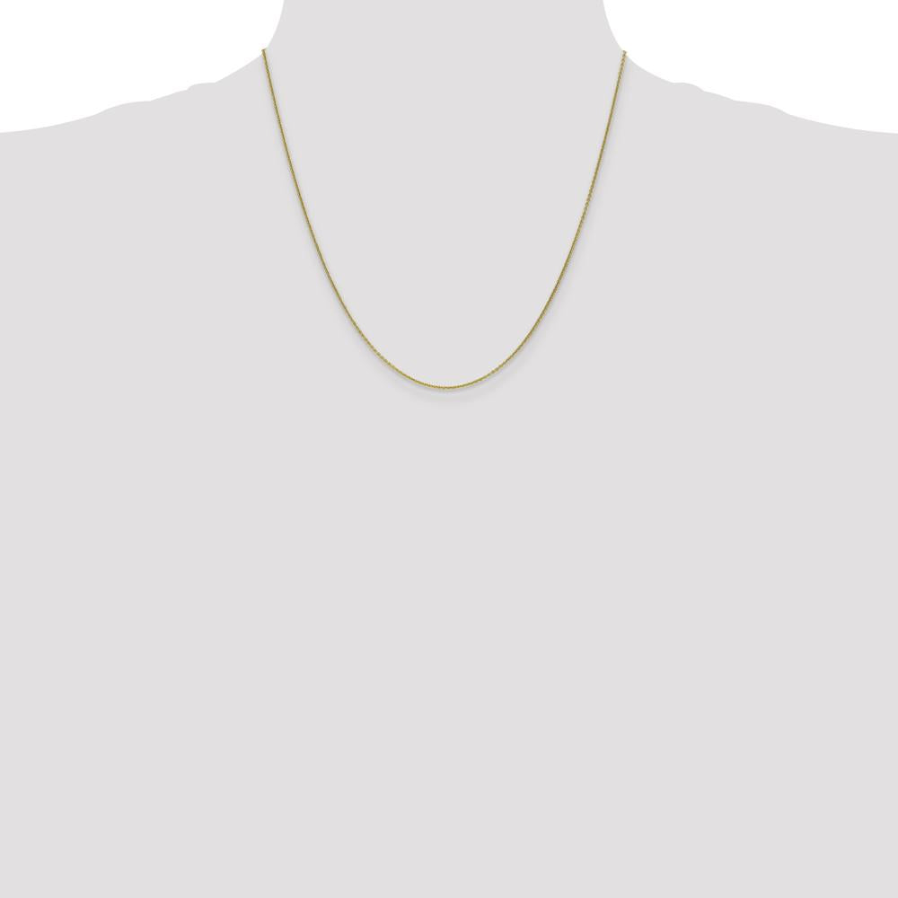 10K Yellow Gold 20" 1mm Round Open Link Cable Chain Necklace - Polished Finish