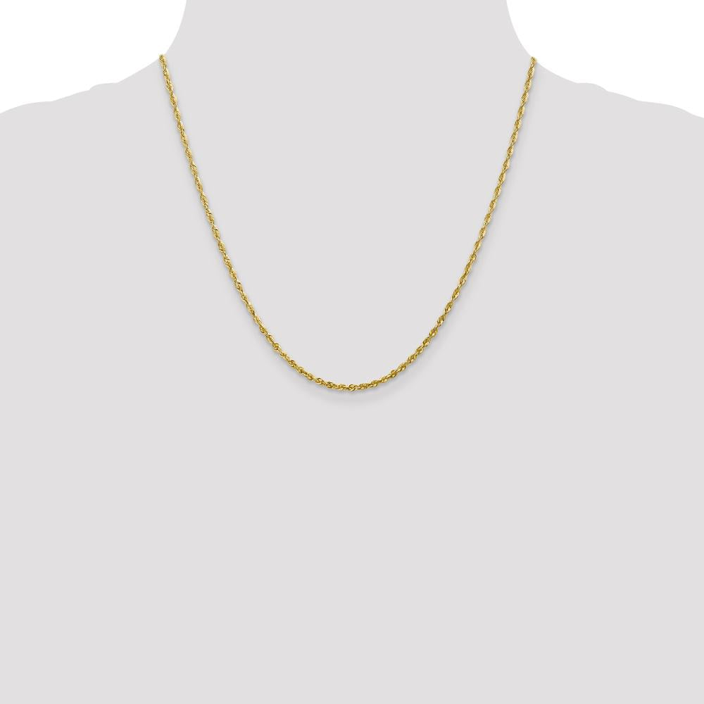 10K Yellow Gold 20" 2.25mm Diamond-Cut Rope Chain Necklace