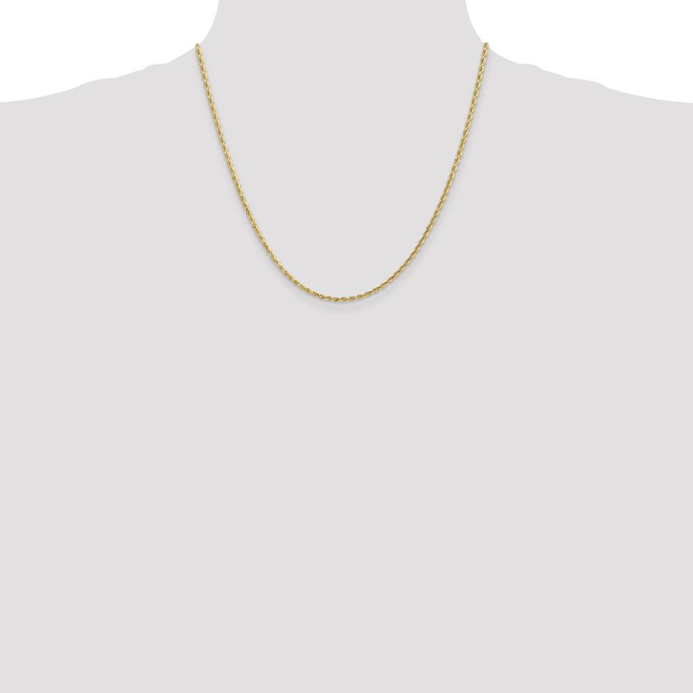 10K Yellow Gold 20" 2.25mm Diamond-Cut Rope Chain with Lobster Clasp