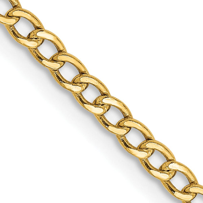 10K Yellow Gold 20" 2.5mm Semi-Solid Curb Link Chain Necklace
