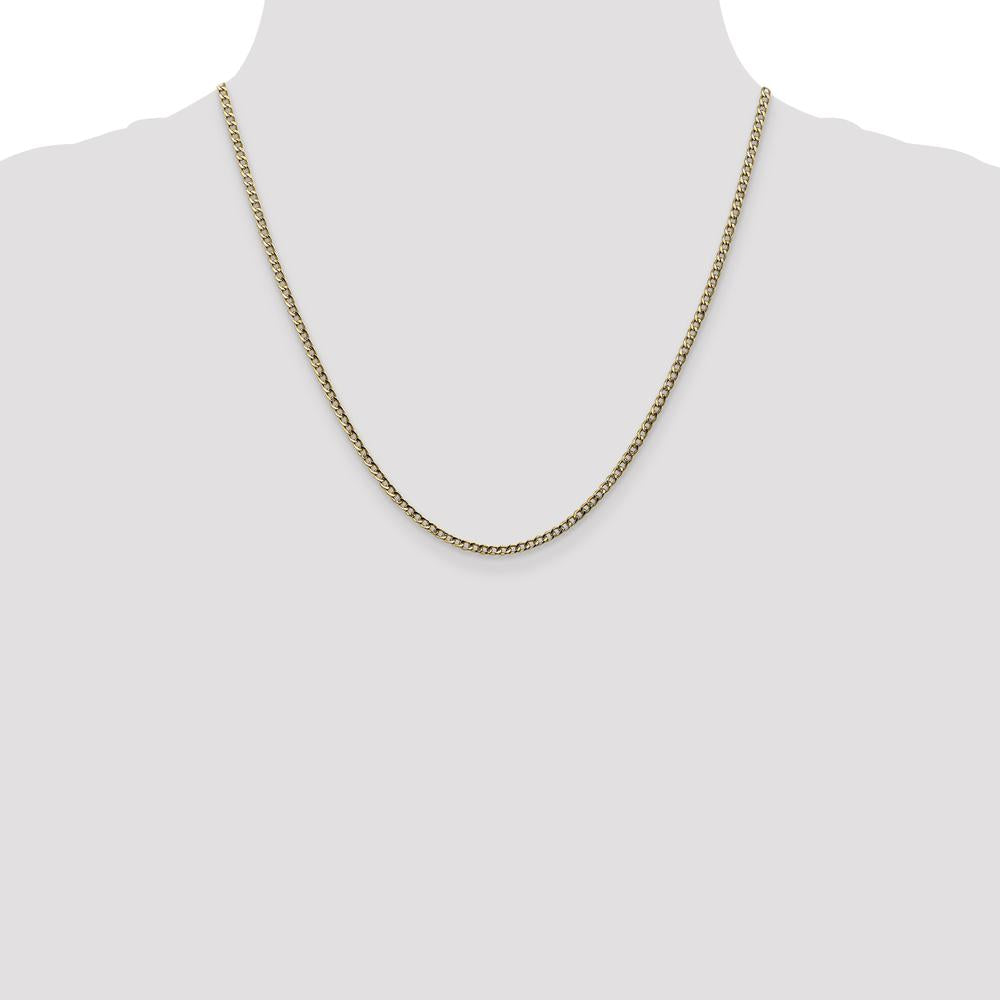 10K Yellow Gold 20" 2.5mm Semi-Solid Curb Link Chain Necklace