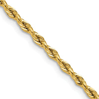10K Yellow Gold 20" 2.5mm Semi-Solid Rope Chain with Lobster Clasp