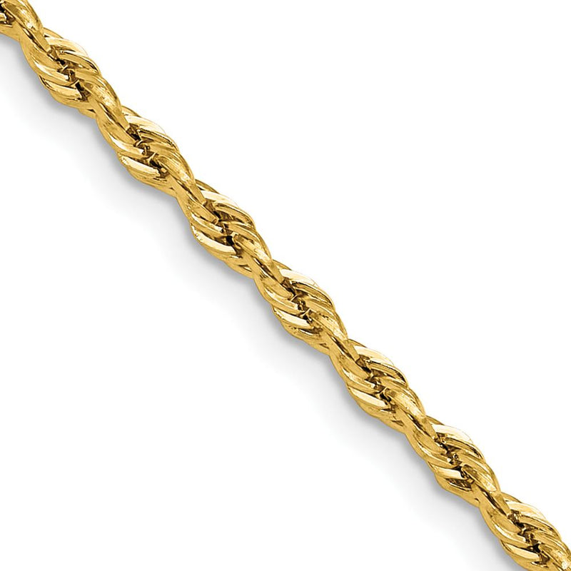 10K Yellow Gold 20" 2.5mm Semi-Solid Rope Chain with Lobster Clasp