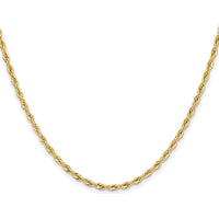 10K Yellow Gold 20" 2.5mm Semi-Solid Rope Chain with Lobster Clasp