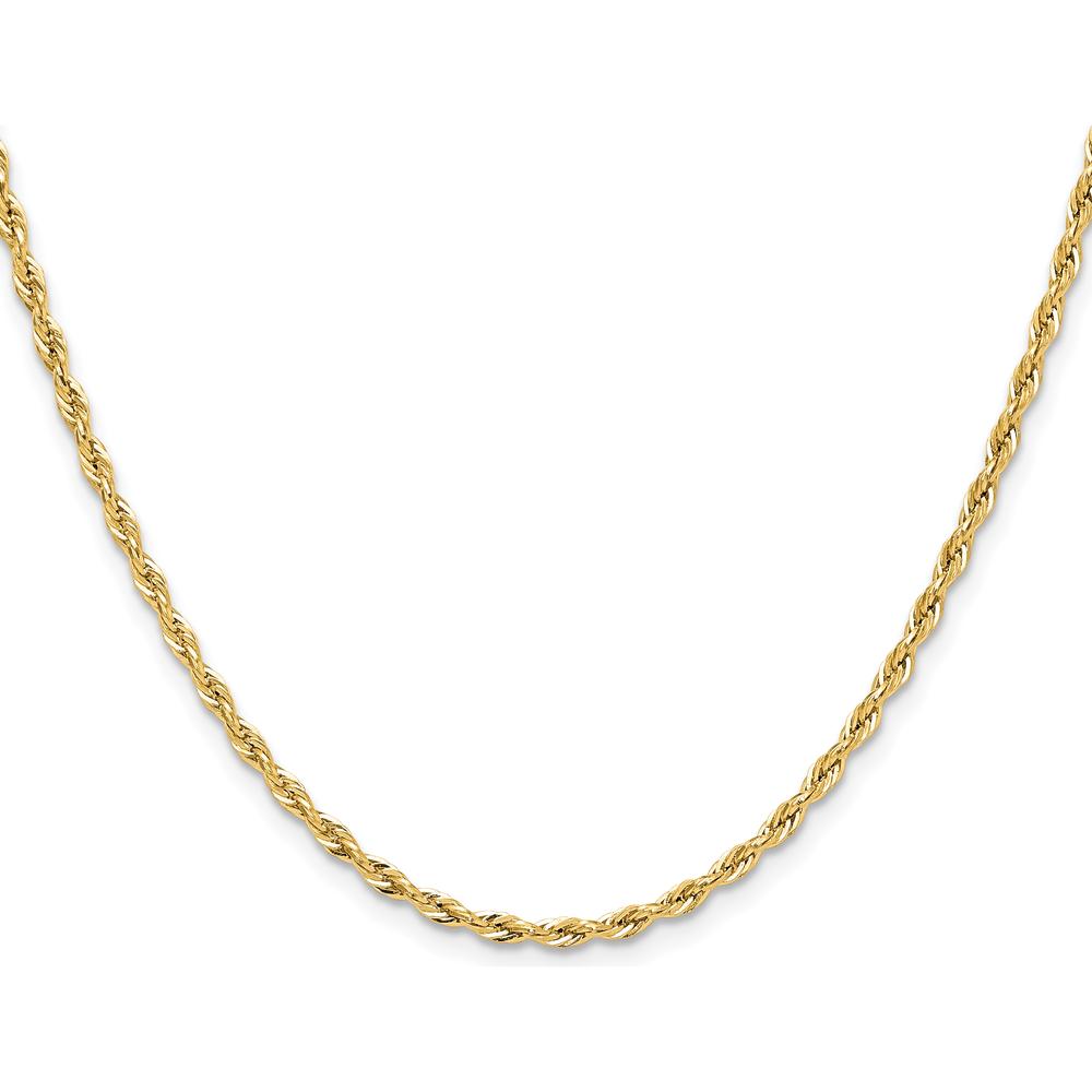10K Yellow Gold 20" 2.5mm Semi-Solid Rope Chain with Lobster Clasp