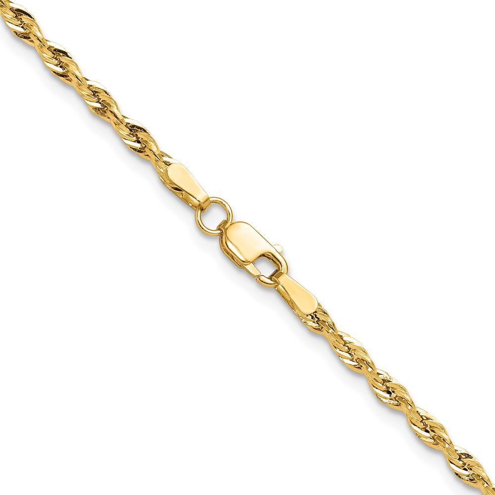 10K Yellow Gold 20" 2.5mm Semi-Solid Rope Chain with Lobster Clasp
