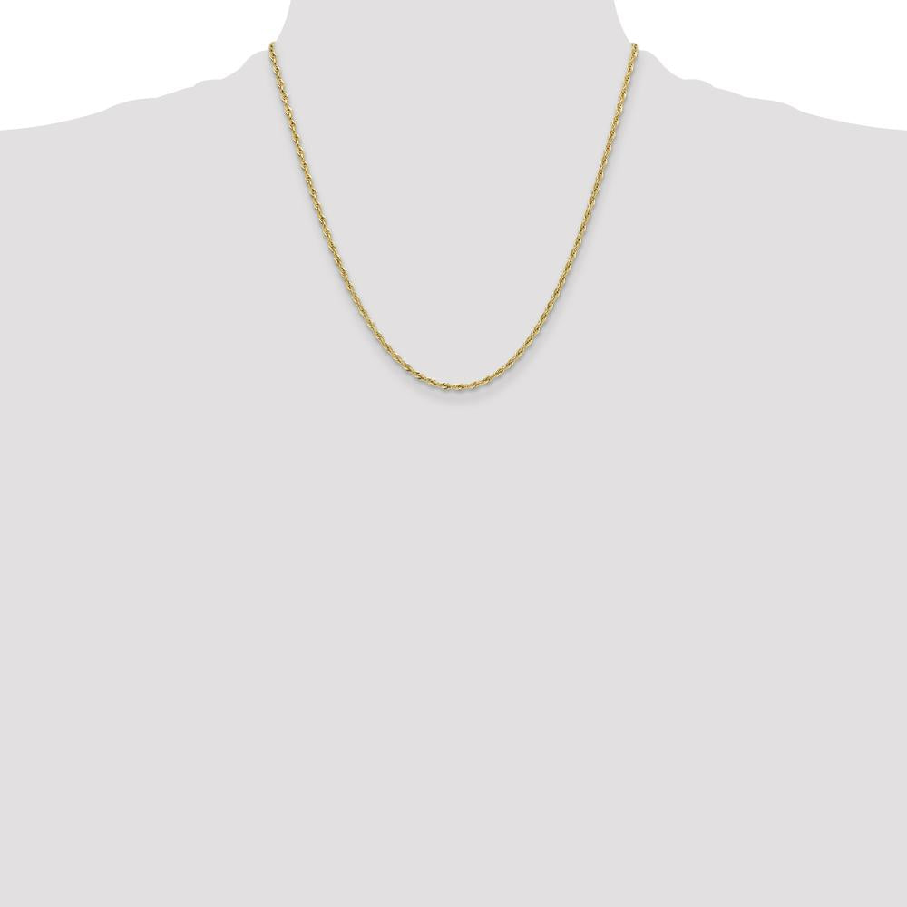 10K Yellow Gold 20" 2.5mm Semi-Solid Rope Chain with Lobster Clasp