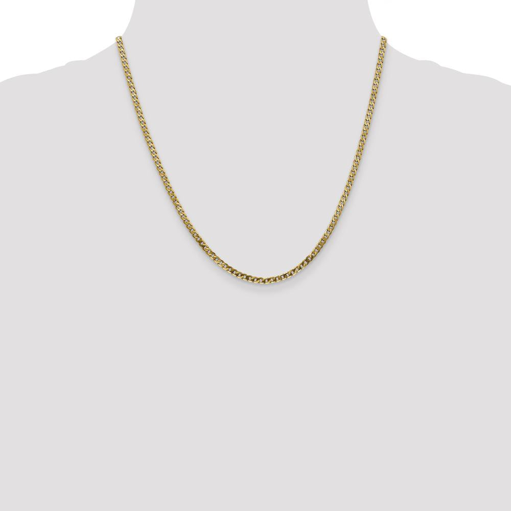 10K Yellow Gold 20" 2.9mm Flat Beveled Curb Chain Necklace