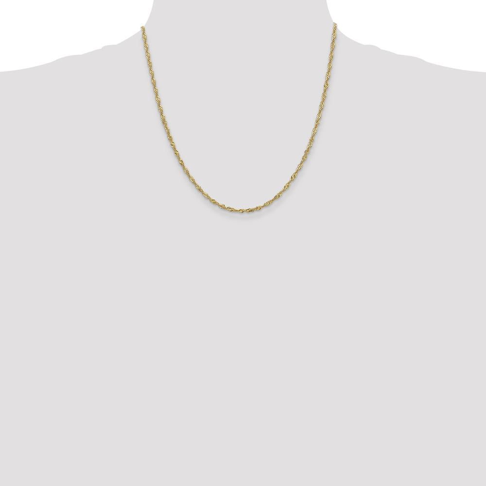 10K Yellow Gold 20" 2mm Singapore Chain with Lobster Clasp