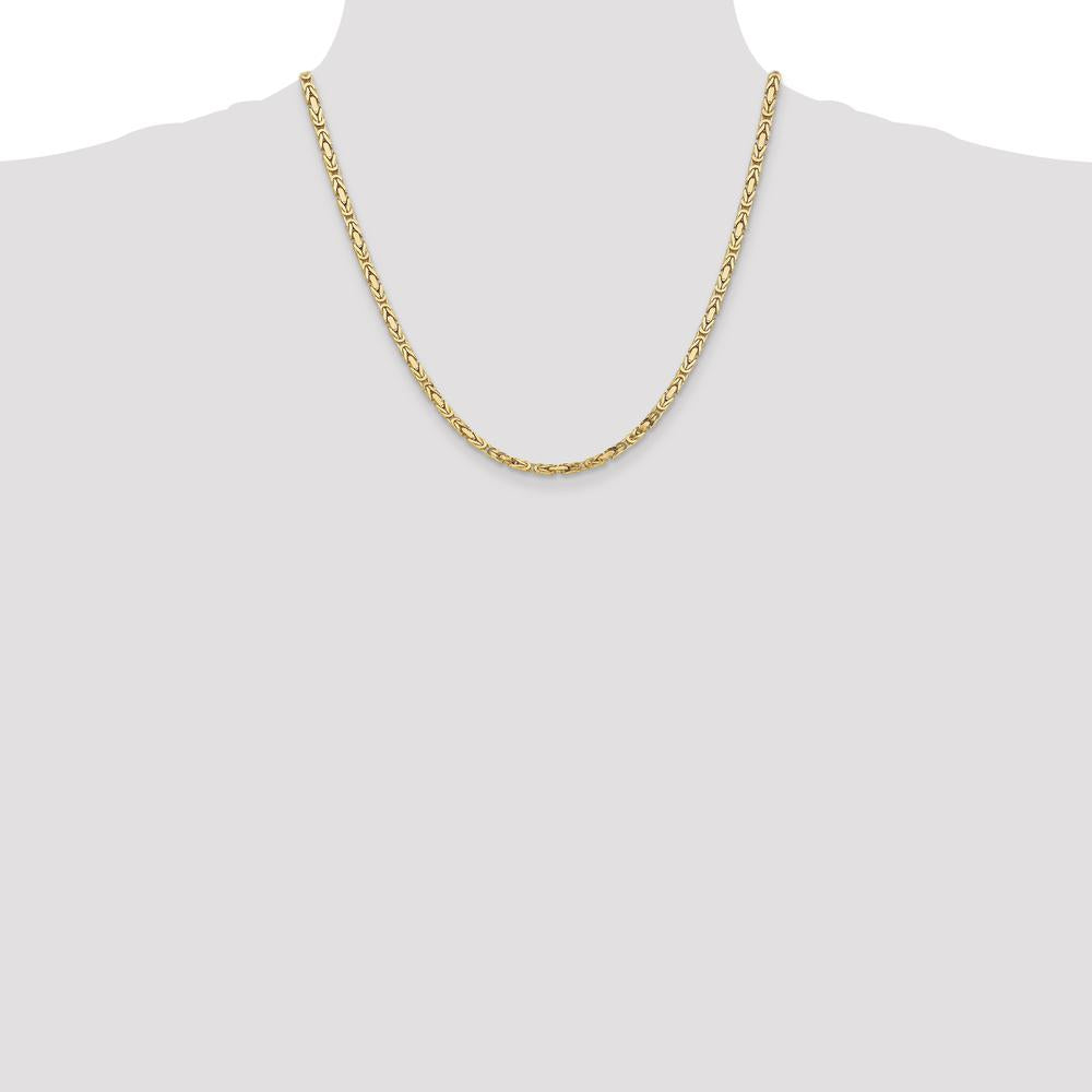 10K Yellow Gold 20" 3.25mm Byzantine Chain Necklace - Handcrafted Luxury