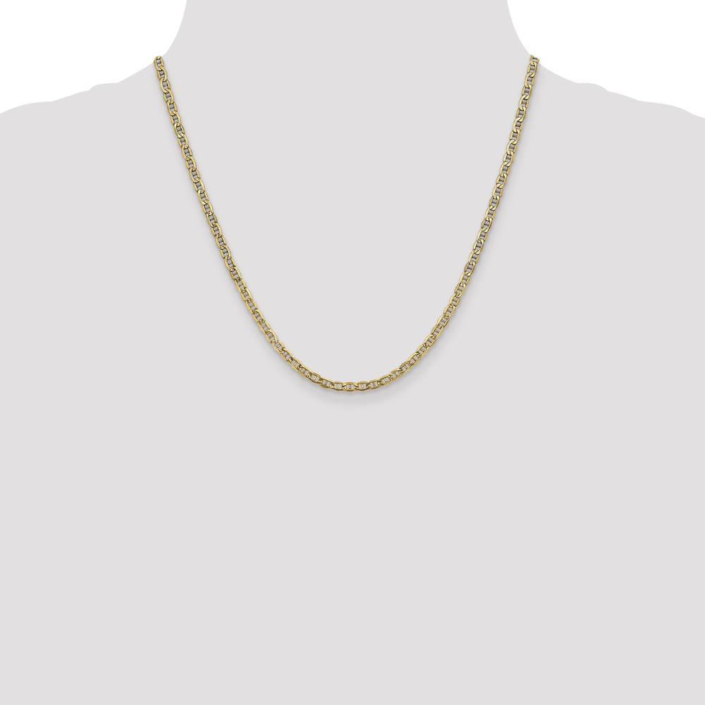 10K Yellow Gold 20" 3.2mm Semi-Solid Anchor Chain with Polished Finish