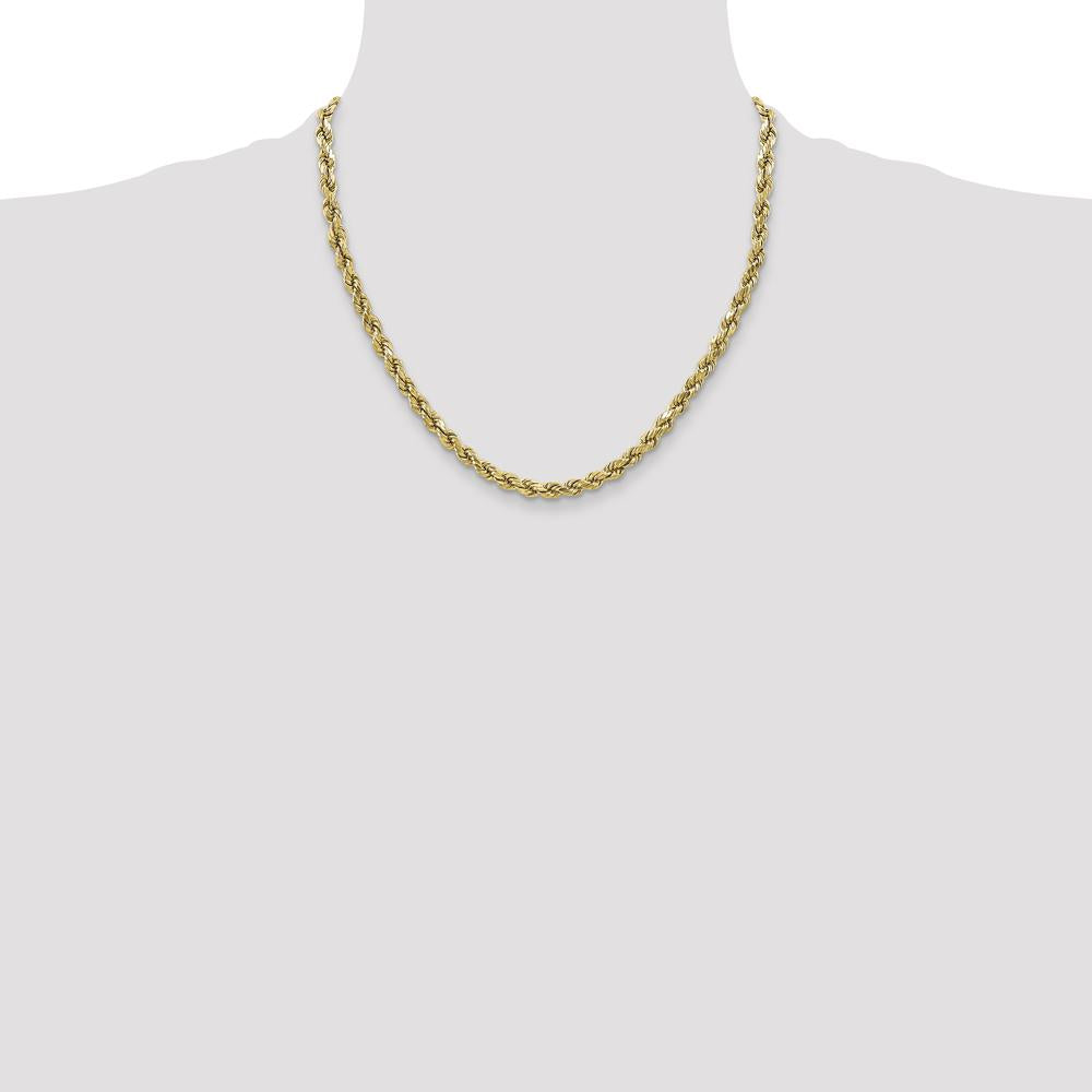 10K Yellow Gold 20" 3.5mm Diamond-Cut Rope Chain with Lobster Clasp