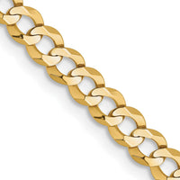 10K Yellow Gold 20" 3.7mm Lightweight Flat Cuban Chain with Polished Finish