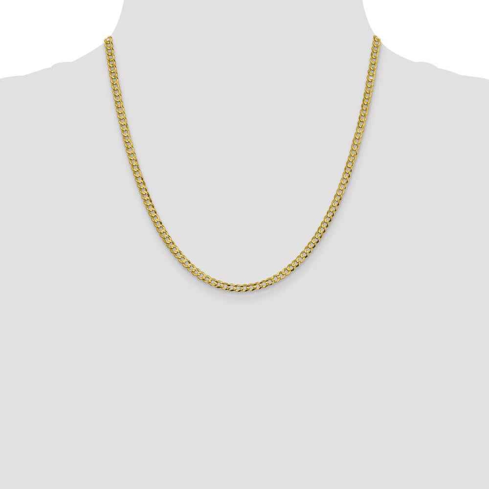 10K Yellow Gold 20" 3.7mm Lightweight Flat Cuban Chain with Polished Finish