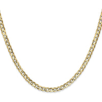 10K Yellow Gold 20" 3.8mm Open Concave Curb Chain Necklace