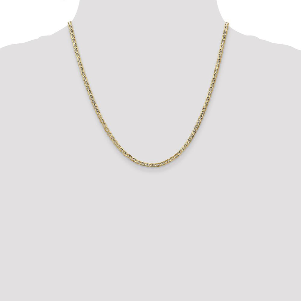 10K Yellow Gold 20" 3mm Concave Anchor Chain Necklace