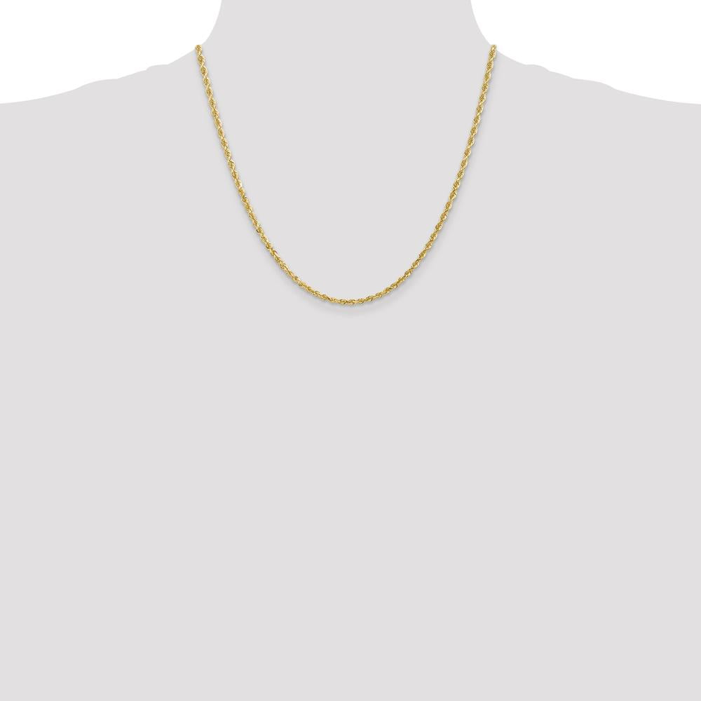 10K Yellow Gold 20" 3mm Diamond-Cut Rope Chain Necklace